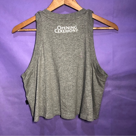 Opening Ceremony Grey Cropped Spell Out Logo Tank Top - Picture 4 of 9